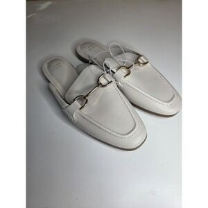 A New Day Women's Sz 8 Off White Bone Sandy Flat Shoes NEW Silver Horsebit